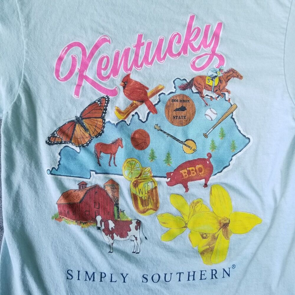Simply Southern TShirt Womens Blue Size Small KENTUCKY Living Simply